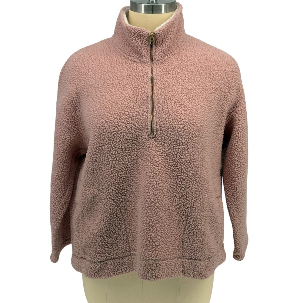 Old‎ Navy Sherpa 1/4 Zip Pullover Abalone Pink Fleece XXL